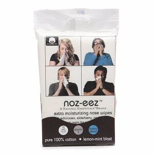 Natural Essentials Noz-eez Adult, Extra Moisturizing Nose Wipes, Lemon Mint