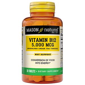 Mason Natural Vitamin B-12, 5000mcg, Sublingual Tablets image