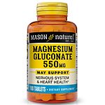 Mason Natural Magnesium Gluconate, 550mg, Tablets