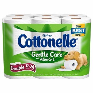 Cottonelle Gentle Care Bath Tissue with Aloe & Vitamin E, Double Rolls