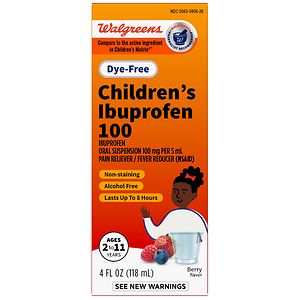  Walgreens Children's Ibuprofen 100 mg Oral Suspension Dye-Free Berry 