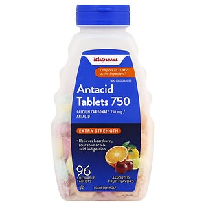  Walgreens Extra 750 mg Chewable Antacid/Calcium Supplement Tablets Assorted 