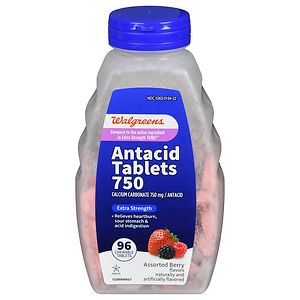 Walgreens Extra Antacid 750 mg Chewable Tablets Berry image