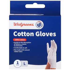 Walgreens 100% Cotton Gloves, Large