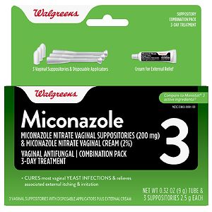 Walgreens Miconazole 3 Vaginal Suppositories and Cream Combination Pack