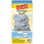 Glad Tall Kitchen Drawstring Odor Shield with Febreze Freshness, White, Fresh Clean