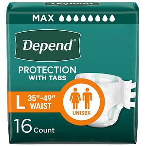 Depend Fitted Briefs, Maximum Protection, Day & Night, Large, 16 ea