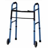 Adult Folding Walker with 5 Inch WheelsBlue wag-Adult Folding Walker with 5 Inch WheelsBlue