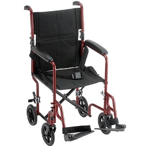 Nova Steel Transport Chair 319BK 19 inch Red image