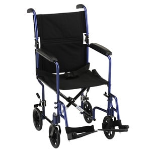 Nova Transport Chair with Fixed Arms 19 inch Blue image