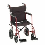 Nova 19 inch Transport Chair with 12 inch Rear Wheels in Red 330R