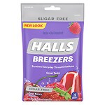 Halls Breezers Sugar Free Pectin Throat Drops, Cool Berry
