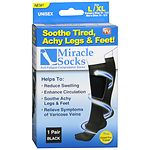 Miracle Socks Anti-Fatigue Compression Socks, Unisex, Large/X Large, Blacik