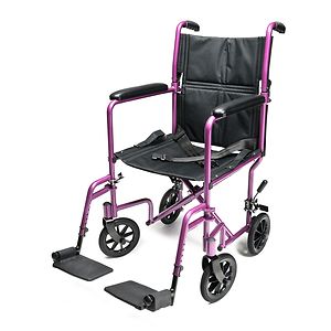 Everest & Jennings Aluminum Transport Chair 19 inch Pink Pink image