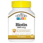 21st Century Biotin 5000 mcg High-Potency, Capsules