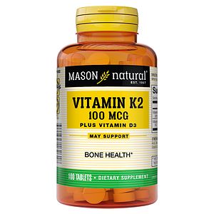 Mason Natural Vitamin K2 100mcg Plus D3 1000 IU, Tablets image