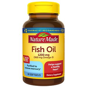 Nature Made Fish Oil 1200 mg Dietary Supplement Liquid Softgels Lemon image