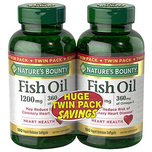  Nature's Bounty Fish Oil 1200 mg Rapid Release Liquid Softgels Twinpack 