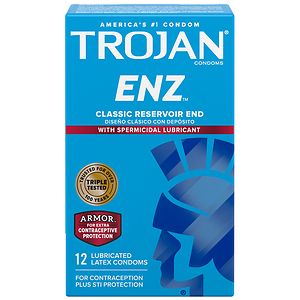  Trojan Enz Spermicidal Lubricated Premium Latex Condoms 