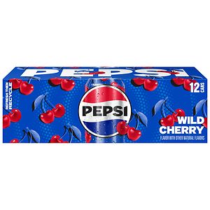 Pepsi Soda 12 pack 12 oz cans Wild Cherry image