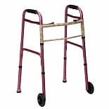 Two-Button Release Aluminum Folding Walker with 5 inch Wheels wag-Two-Button Release Aluminum Folding Walker with 5 inch Wheels