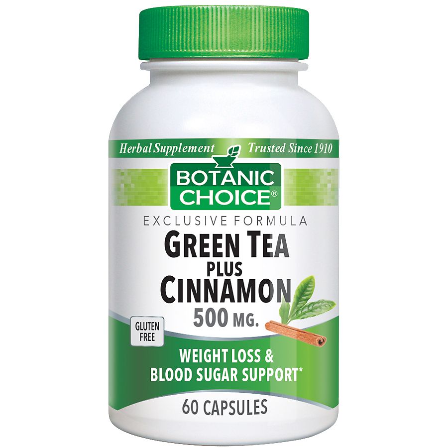 Botanic Choice Green Tea Plus Cinnamon 500 mg Herbal Supplement