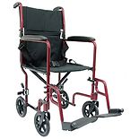 19 inch Aluminum Lightweight Transport Chair, 19 lbs.Burgundy wag-19 inch Aluminum Lightweight Transport Chair, 19 lbs.Burgundy
