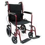 19 inch Aluminum Lightweight Transport Chair with Hand Brakes, 23 lbs.Burgundy wag-19 inch Aluminum Lightweight Transport Chair with Hand Brakes, 23 lbs.Burgundy