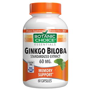 Botanic Choice Ginkgo Biloba 60 mg Herbal Supplement Capsules image