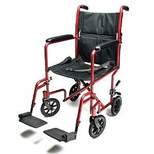 Everest & Jennings Aluminum Transport Chair 17 inch Red image