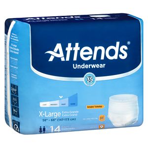 Attends Underwear Extra Moderate to Heavy Absorbency, 4 Pack Extra Large White image