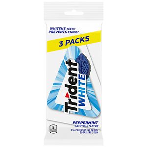 Trident White Sugar Free Gum 3 Pack Peppermint image