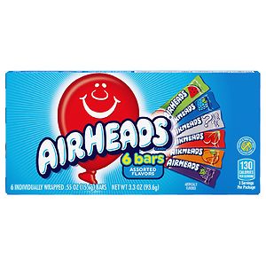  Airheads Chewy Fruit Candy Bars 6 Pack 