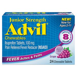 Advil Junior Strength Fever Reducer/Pain Reliever Chewable Tablets Grape Grape Flavored image
