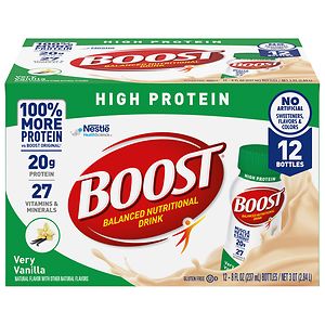 Boost High Protein Complete Nutritional Drink Very Vanilla,8 oz Bottles image