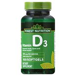 Finest Nutrition D3 Vitamin 125 MCQ Dietary Supplement Softgels product image