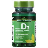 Finest Nutrition D3 Vitamin 2000 IU Dietary Supplement Softgels product image
