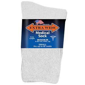 Extra Wide Medical Socks Womens Shoe Sizes 6-11 Wide White image