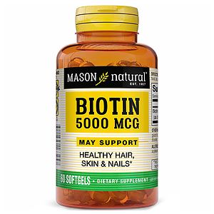  Mason Natural Super Biotin 5000 mcg Softgels 
