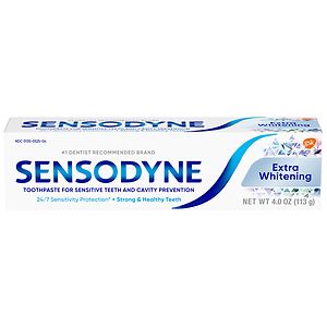 Sensodyne Toothpaste for Sensitive Teeth with Fluoride, Maximum Strength, Extra Whitening