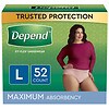 Depend For Women Underwear, Maximum Absorbency, L - 52 Pack