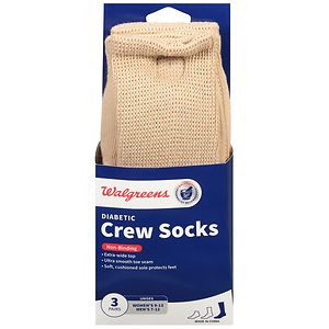  Walgreens Diabetic Crew Socks for Men Sizes 7-12 Khaki 