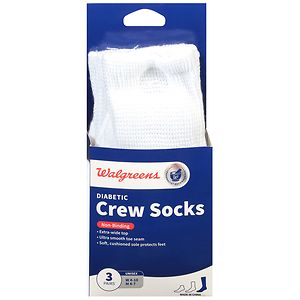  Walgreens Diabetic Crew Socks for Women 6-10 White 