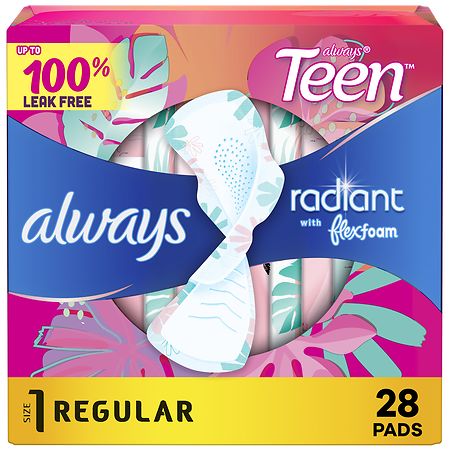 pads teen always wings radiant regular walgreens unscented