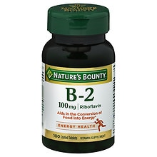 Nature's Bounty Vitamin B-2 100 mg Vitamin Supplement Tablets ...