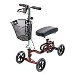 Luxury Lightweight 4-Wheeled Knee Walker with BasketBurgundy wag-Luxury Lightweight 4-Wheeled Knee Walker with BasketBurgundy