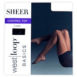 Control Top Sheer Toe Pantyhose BOff Black wag-Control Top Sheer Toe Pantyhose BOff Black