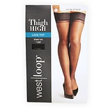 Luxe Lace Top Reinforced Toe Thigh Highs S/MJet Black wag-Luxe Lace Top Reinforced Toe Thigh Highs S/MJet Black