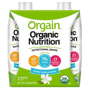 Orgain Organic Nutritional Liquid Shakes 4 Pack 11 oz Cartons Vanilla Bean image