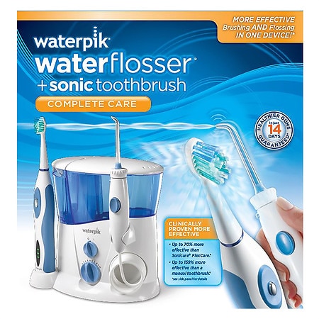 One Device, One Outlet, And Less Space. Healthier Gums In Just 14 Days. Sensonic Professional Plus Toothbrush: 25% Faster Bristle Tip Speed And Clinically Proven More Effective Then Sonicare Flexcare Recharges Conveniently In Stand Quadrant Indicator And 2 Minute Timer Reinforces Through Cleaning Two Year Warranty Waterpik Water Flosser: The Easy And More Effective Way To Floss Clinically Proven More Effective In Study After Study Can Be Used With Your Favorite Mouthwash Two Year Warranty Brushing Is Not Enough Even With A High-End Sonic Toothbrush. This Combines Clinically Proven Water Flosser And Sonic Toothbrush Technologies And Is 70% More Effective Than Sonic Toothbrushing Alone. Easy And More Effective Brushing And Flossing Is Now Possible With One Convenient Device That Saves Counter Space And Power Outlets. Advanced Brush-Head Design: High-Low Bristle Configuration Accesses Plaque In Hard-To-Reach Places. Soft End-Rounded Bristles: Effective Plaque Removal While Being Gently O